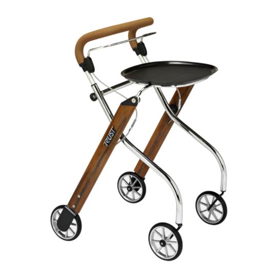 220477 Rollator 4-wiels Mobio Let's Go Indoor teak