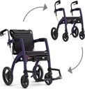 220477 Rollator 4 roues Rollz Motion avec fauteuil roulant noir