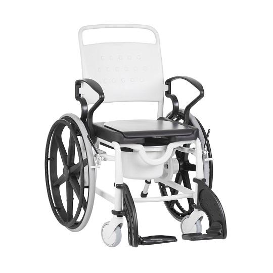 Chaise de douche / chaise de toilette sur roulettes REBOTEC GENF à grandes roulettes - gris