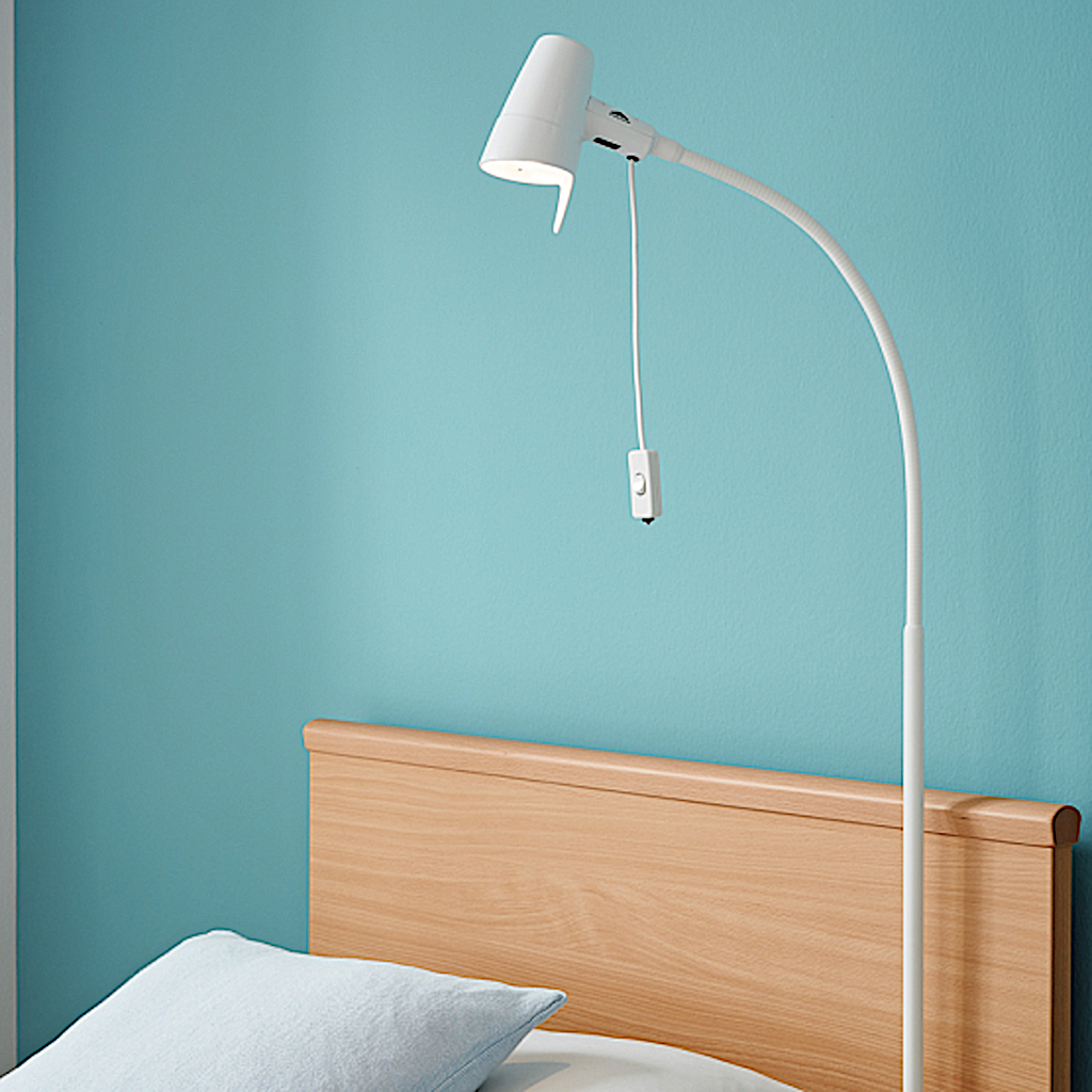 Lampe de lecture Led pour lit médicalisé Burmeier fixation sur tête de lit