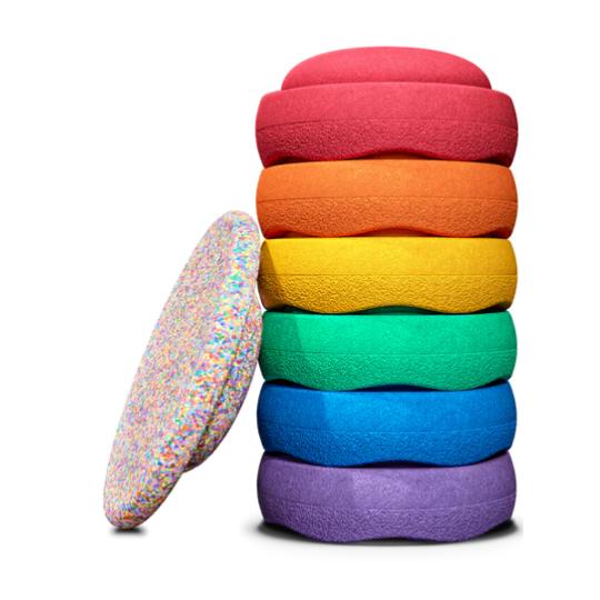 Stapelstein Super Confetti Rainbow Classic - set van 6+1