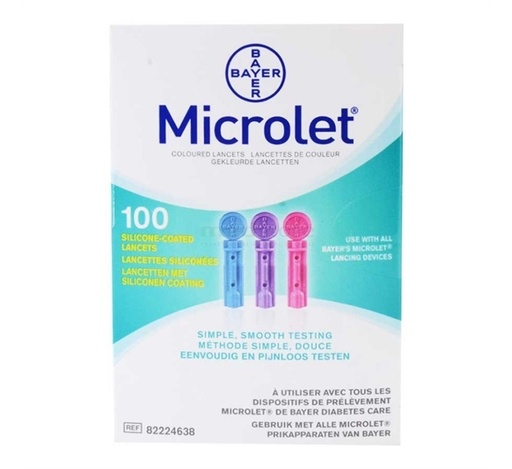 [003793] Diabetes Microlet Lancetten 100 stuk voor Bayer Contour XT Glucosemeter