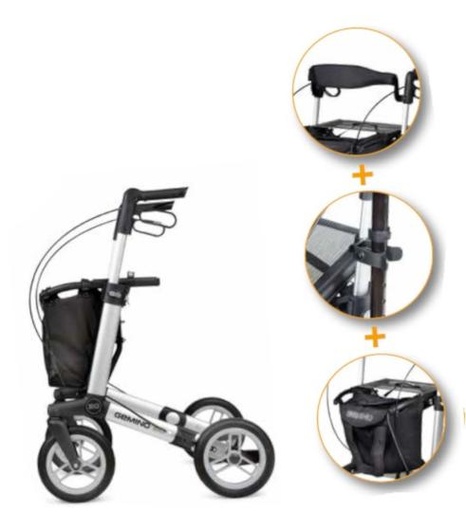 [025266] 220477 Rollator 4-wiels Gemino 30 comfort zilvergrijs met Plus Pakket