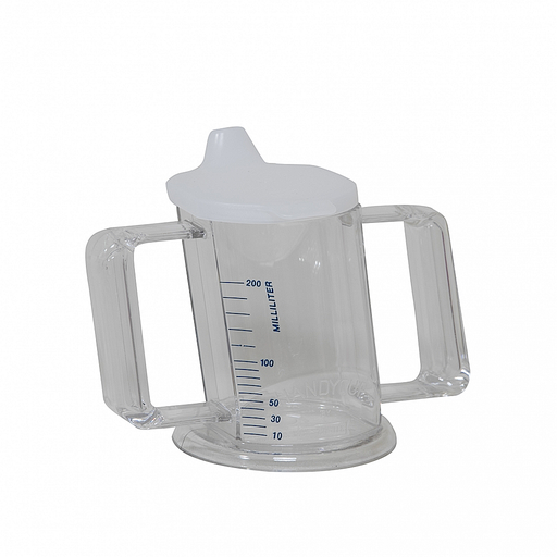 [018703] Handycup® gobelet oblique + 2 becs verseur 237 ml - transparent avec indication ml